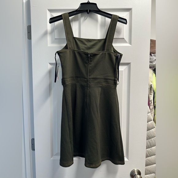 LN Dark Olive Green Mini Dress with Straps - Picture 3 of 6